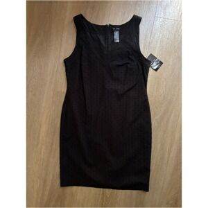 Womens Black Eyelet Embroidered V-Neck Sleeveless Sheath Dress Size 10 NWT